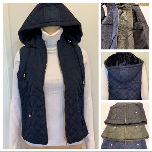 Quilted hooded vest, 2 colors available